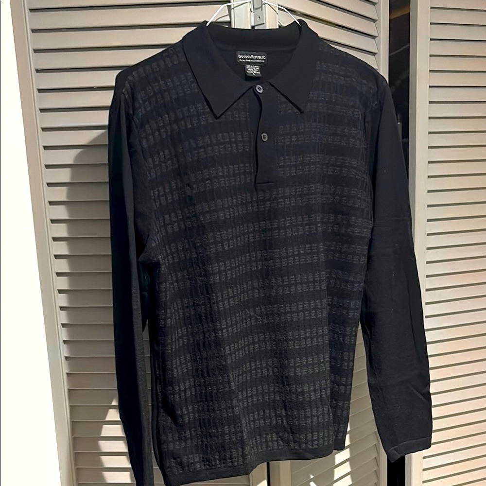 Banana Republic Men’s Black Polo Sweater with Textured Knit. NWOT.